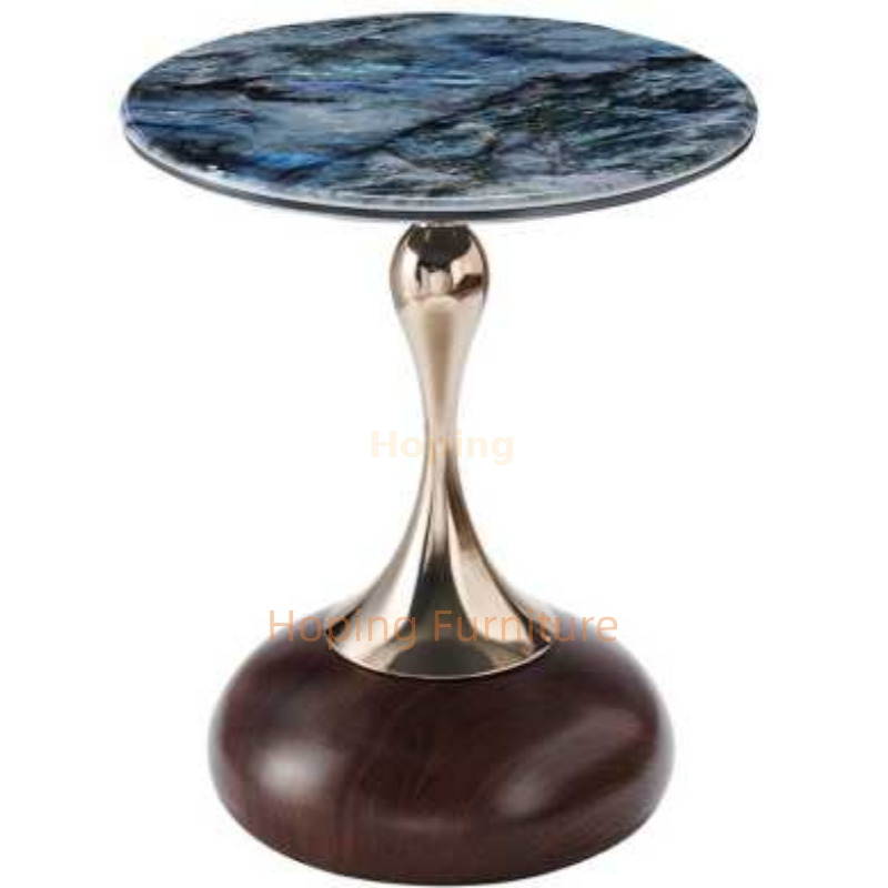Tripod Curved Leg Black Stone Round Coffee Table Curved Golden Support Side Table Bedroom Nightstand Sofa End Table