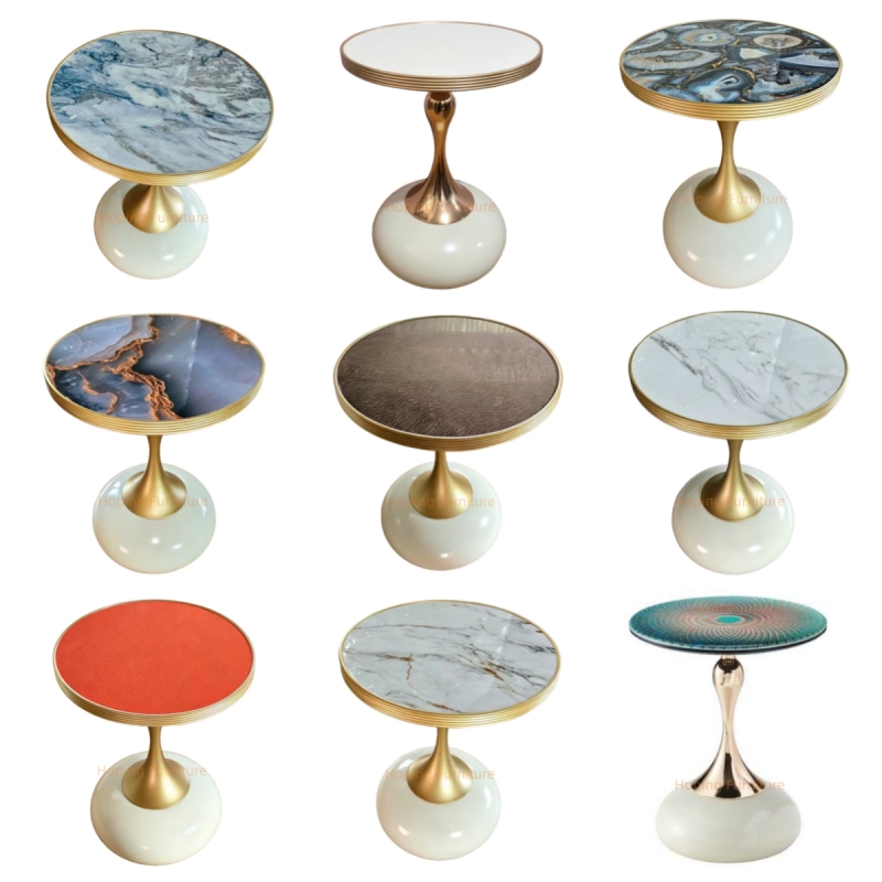  Modern Classic Side Table Living Room End Table Home Furniture White and Gold Coffee Table