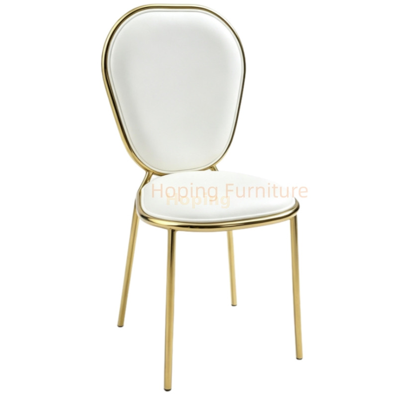 Modern Golden Metal Frame Rounded Curved Back Upholstered Dining Chair Light Quality Classic Chair for Hotel Banquet Wedding Furniture Restaurant Chairs