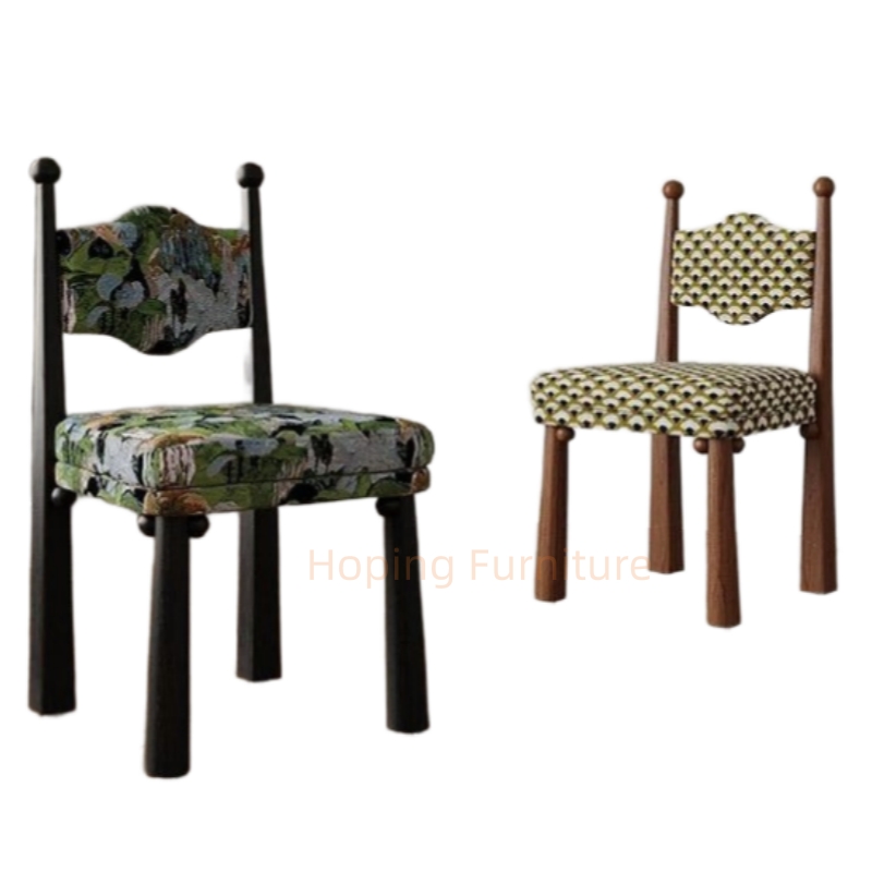 Modern T-Back Black Solid Wood Chair Soft Fabric Padded Seat Dining Chair for Hotel Cafe Household