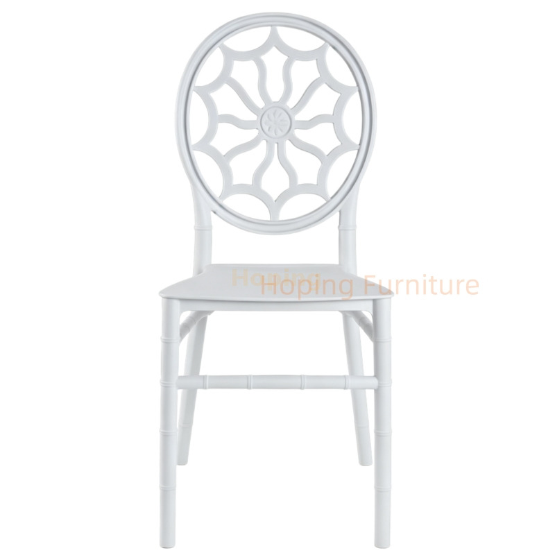 Fashion Plastic Spider Web Round Back Chiavari Chair Stackable Bamboo Leg Banquet Furniture Wedding Chair Event Party Hotel Dining Chair