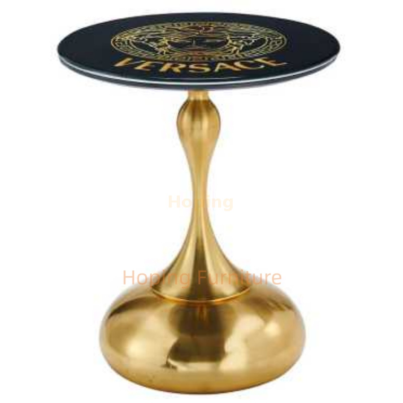 Italian Luxury Metal Accent Side Table Anti-Slip Tray Top Nightstand for Home Decor