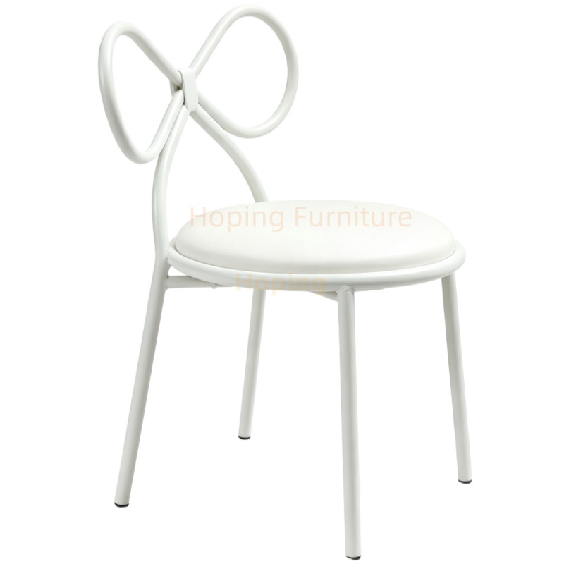 Cute Bow Knot Kids Chair Metal Frame Upholstered Baby Dining Chair Modern Hotel Chairs Restaurant Furniture Garden Cafe Dining Chair