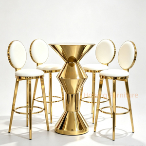 2026 New Luxury Gold Stainless Steel High Bar Table Modern Cone Shape Cocktail High Top Table for Wedding Hotel Bar Party