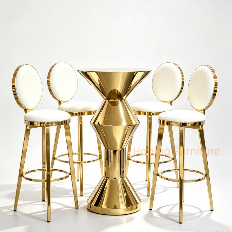 2026 New Luxury Gold Stainless Steel High Bar Table Modern Cone Shape Cocktail High Top Table for Wedding Hotel Bar Party