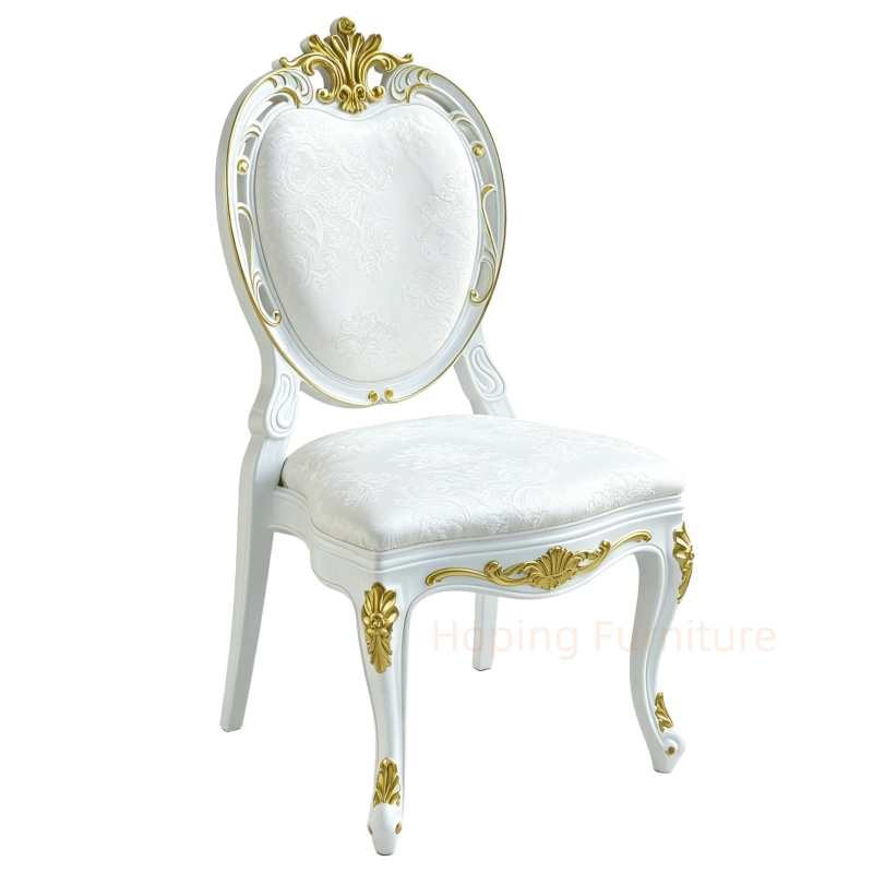 Modern Plastic Chair White Gold Carved French Oval Chair Wedding Banquet Chair Outdoor Furniture for Hotel/Party/Event Dining Chair
