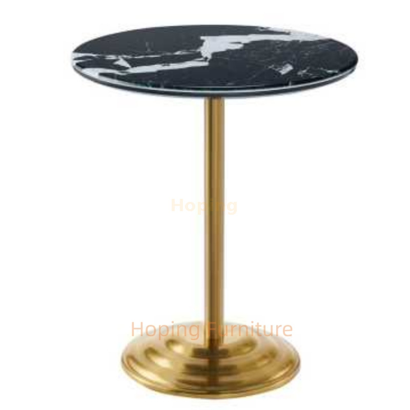 Home Living Room Round Coffee Side Table Marble Top Infinity Gold Base Stainless Steel Antique Display Table
