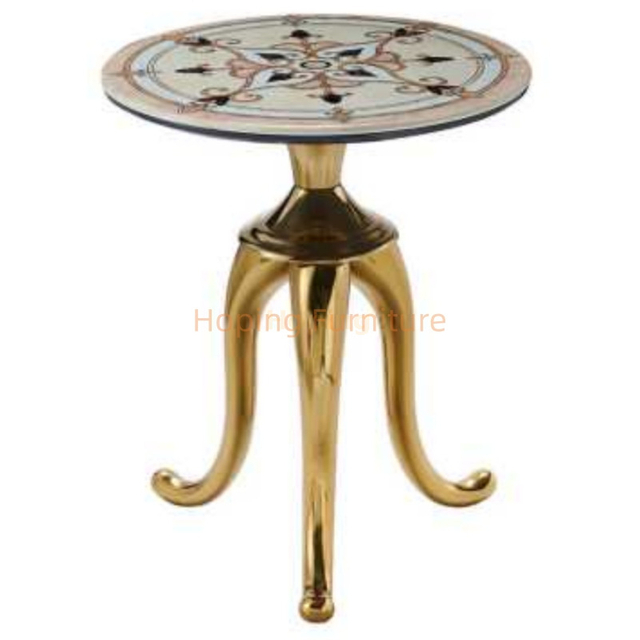 Modern Home Restaurant Furniture Special White Metal Marble Top Gold Base Living Room Table