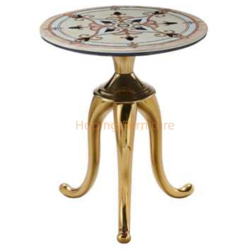Modern Home Restaurant Furniture Special White Metal Marble Top Gold Base Living Room Table