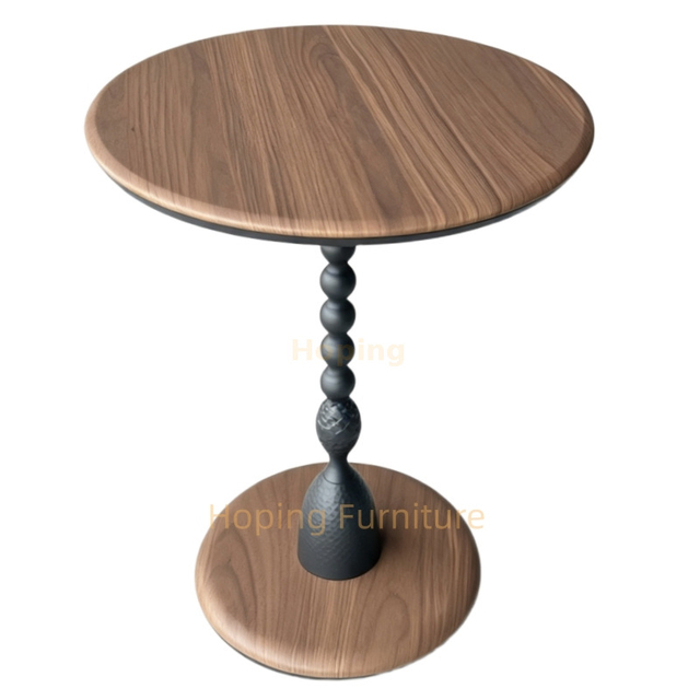 Black Metal Frame with Wood Colour Top Table Dining Restaurant Furniture Side Table for Sale Small Farmhouse Coffee Table