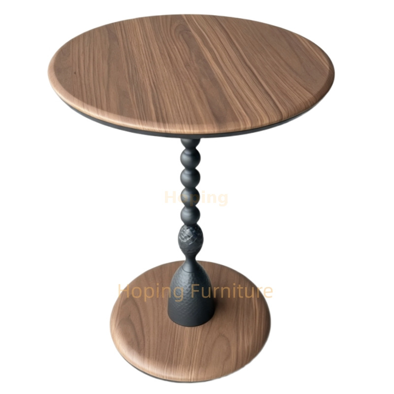 Black Metal Frame with Wood Colour Top Table Dining Restaurant Furniture Side Table for Sale Small Farmhouse Coffee Table