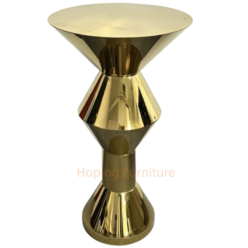 2026 New Luxury Gold Stainless Steel High Bar Table Modern Cone Shape Cocktail High Top Table for Wedding Hotel Bar Party