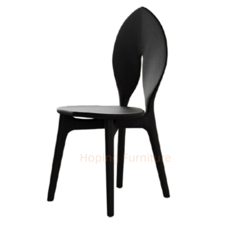 Modern T-Back Black Solid Wood Chair Soft Fabric Padded Seat Dining Chair for Hotel Cafe Household
