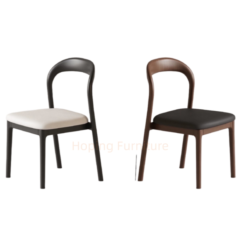 Modern T-Back Black Solid Wood Chair Soft Fabric Padded Seat Dining Chair for Hotel Cafe Household