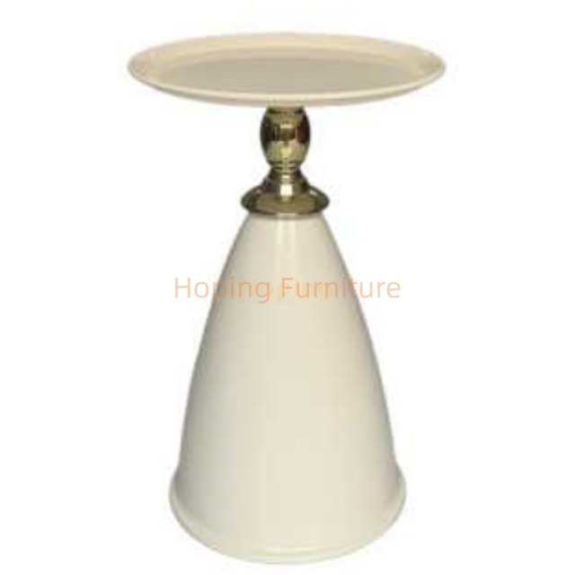 Hotel Room Conner Table Guest Table for Wedding Matte Cream Cone Metal Side Table