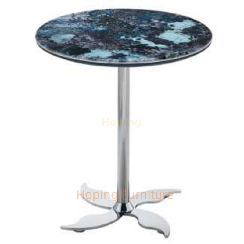 Home Living Room Round Coffee Side Table Marble Top Infinity Gold Base Stainless Steel Antique Display Table