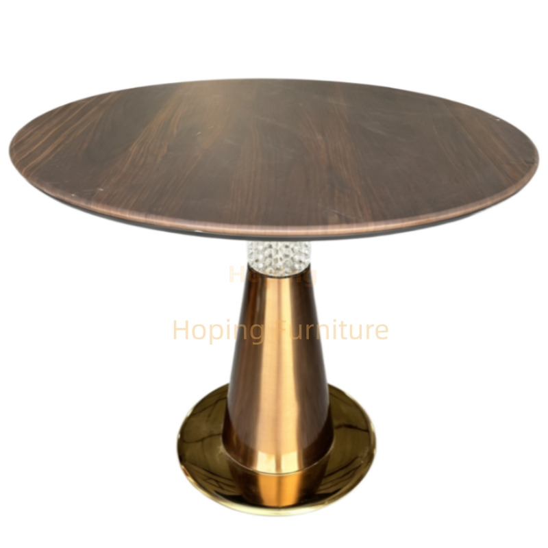 Foshan Furniture Round Function Table Vintage Metal Base LED Mood Lighting Column Integrated Bluetooth Sound System High Quality Side Table