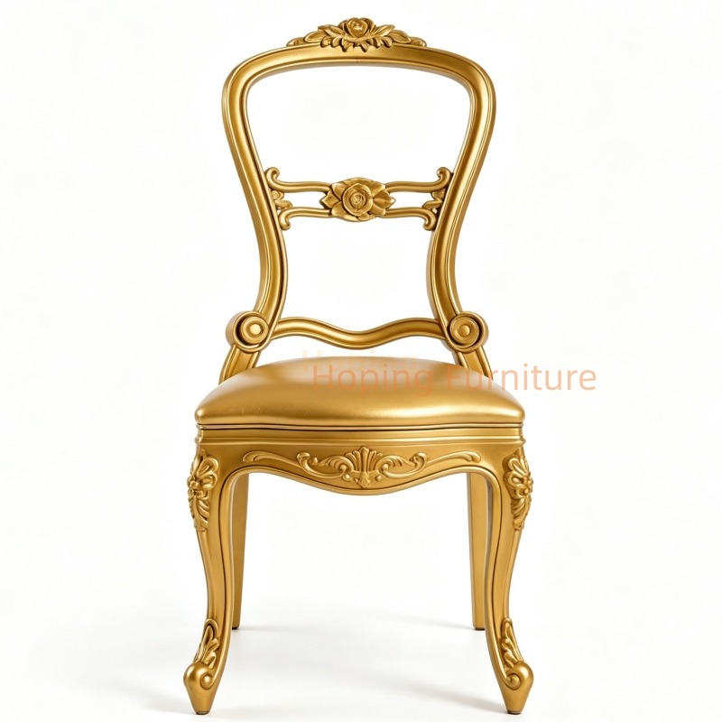 European Royal Style Golden Frame PP Dining Chair Padded Seat Party Chair for Hotel Reception Outdoor Chair