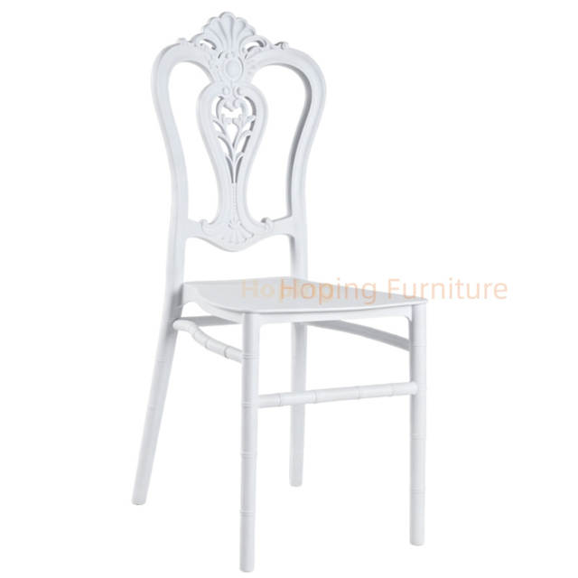 Plastic Square Ornate Carved Back Chiavari Chair Stackable Bamboo Leg Wedding Banquet Chair