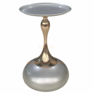 High-End Living Room Round Side Table with Hourglass Curved Leg Studio Coffee Table Matte Silver Metal Side Table