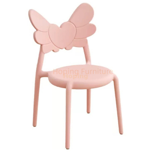 Pink Plastic Kid Chair Angel Wing Heart Shaped Back Toddler Seat Baby Chair for Playroom Themed Party European Style Family Dininers Dining Chair