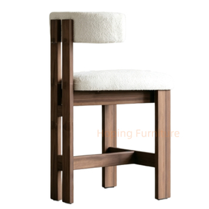 Minimalist Solid Wood Dining Chair White Velvet Upholstered Accent Chair for Home Restaurant Garden Home Bar Furniture High Chair Bar Stools