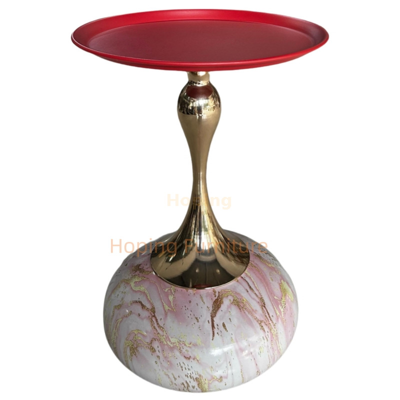 Sumptuous Nordic Art Top Cream Round Bedside Table Home Furniture End Table for Living Room in 45*45cm