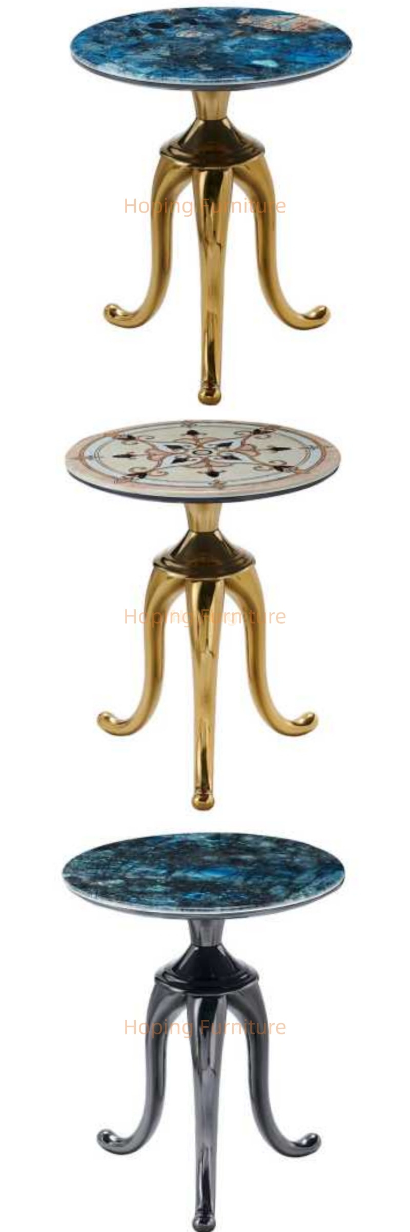 Modern Home Restaurant Furniture Special White Metal Marble Top Gold Base Living Room Table