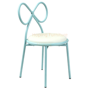 Cute Bow Knot Kids Chair Metal Frame Upholstered Baby Dining Chair Modern Hotel Chairs Restaurant Furniture Garden Cafe Dining Chair