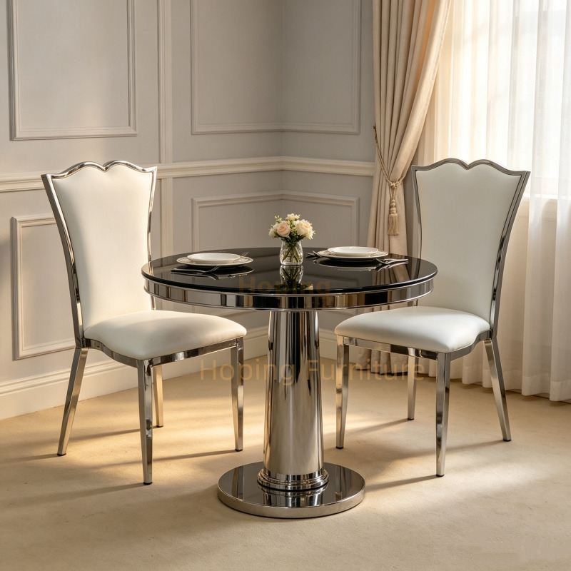 Iron Frame High Back Banquet Chair White PU Upholstered Event Dining Chair for Hotel Party Wedding Chair