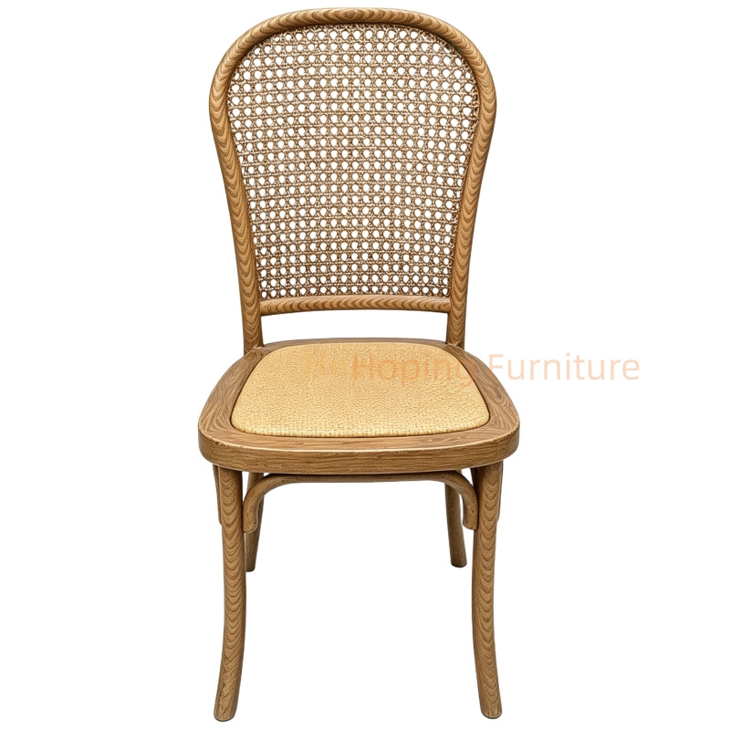 PE Rattan Woven Plastic Bentwood Dining Chair Vintage Bistro Side Chair for Restaurant Events Garden Patio Dining Chair