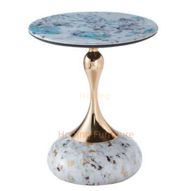 Sumptuous Nordic Art Top Cream Round Bedside Table Home Furniture End Table for Living Room in 45*45cm