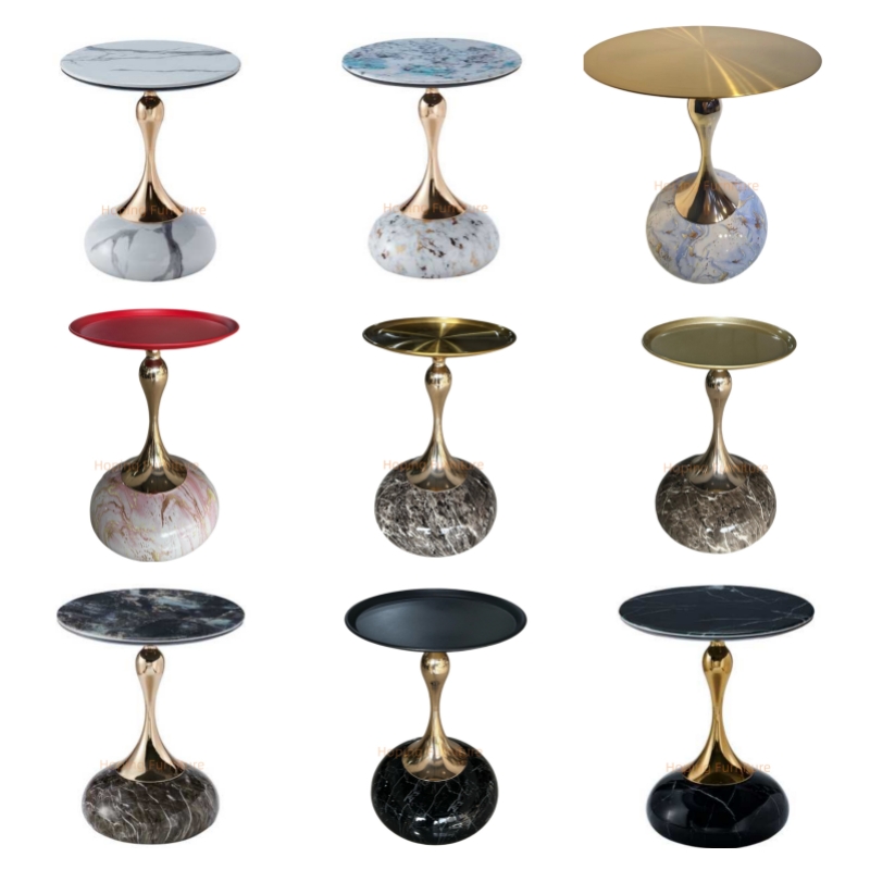  Modern Classic Side Table Living Room End Table Home Furniture White and Gold Coffee Table