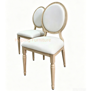 White Upholstered French Dining Chair Wood Grain Metal Frame Wedding Restaurant Chair