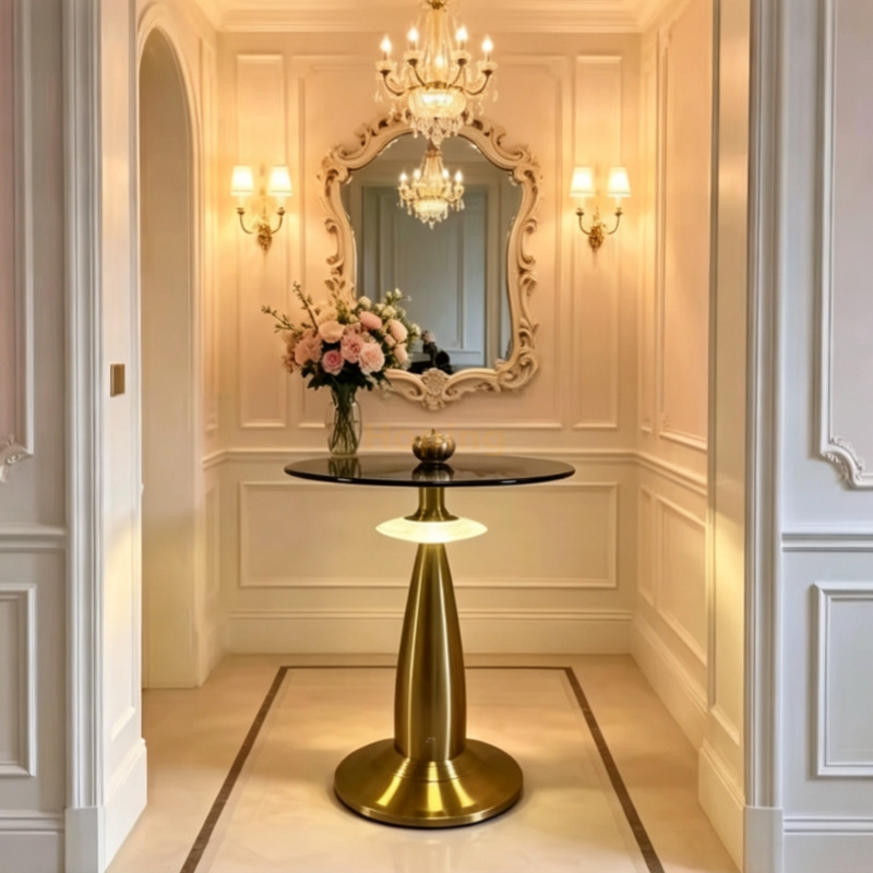 Elegant MID Century Low Round Glass Top Coffee Table for Stylish Homes Event Illuminated Bluetooth Music Cocktail Table End Table
