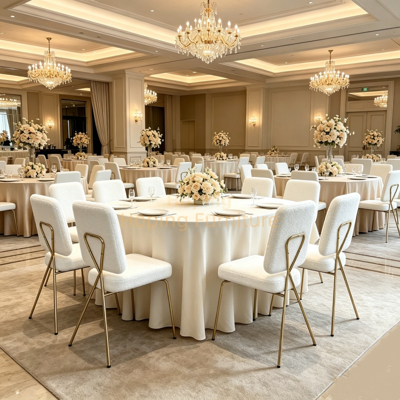 White Teddy Fabric Dining Chair Gold Metal X Shaped Back Frame Upholstered Side Chair Event Banquet Wedding Party Stainless Steel Frame Dining Chair