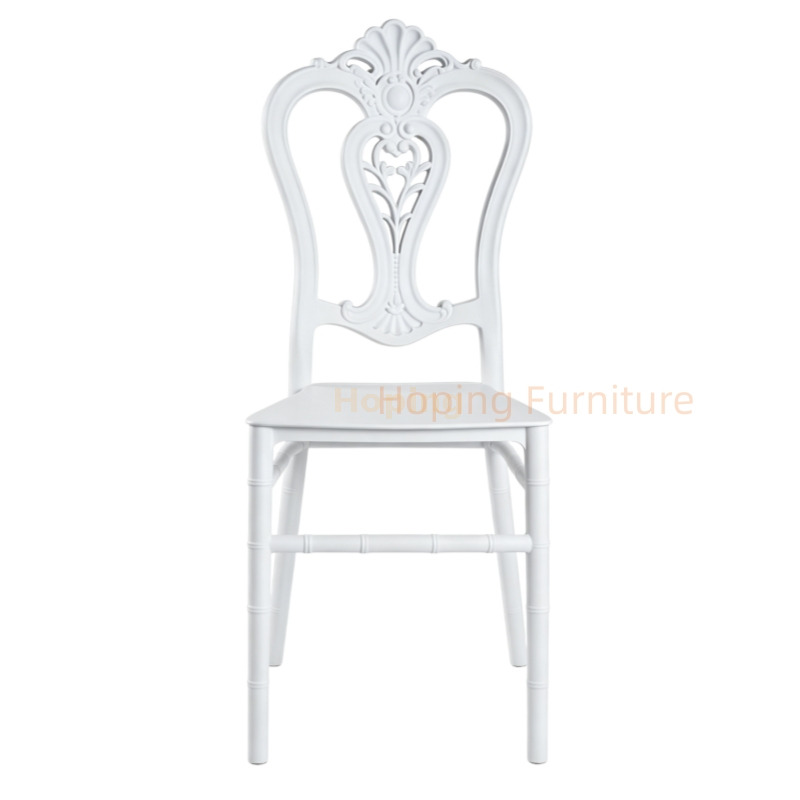 Plastic Square Ornate Carved Back Chiavari Chair Stackable Bamboo Leg Wedding Banquet Chair