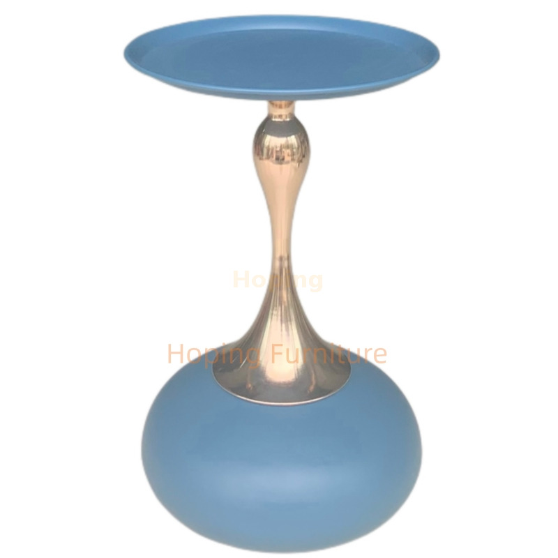 High-End Living Room Round Side Table with Hourglass Curved Leg Studio Coffee Table Matte Silver Metal Side Table