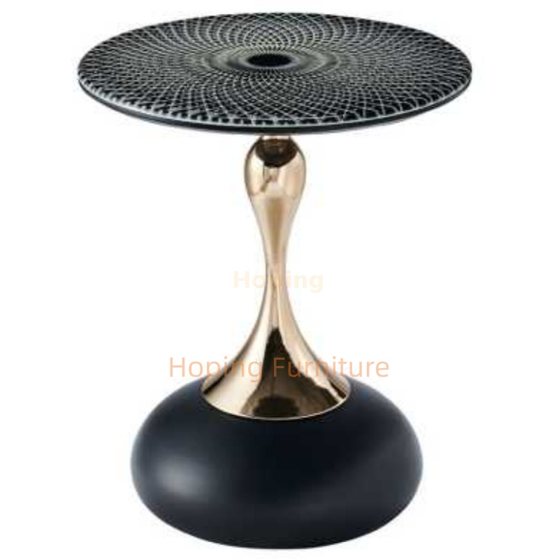 Tripod Curved Leg Black Stone Round Coffee Table Curved Golden Support Side Table Bedroom Nightstand Sofa End Table
