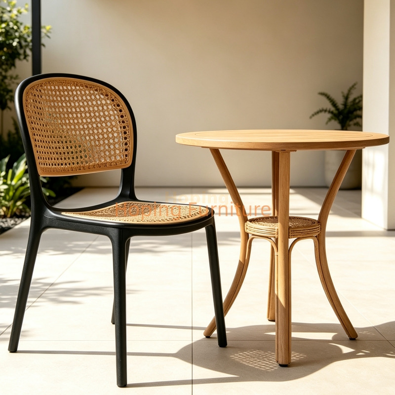 Wholesale Plastic PE Rattan Wicker Backrest Patio Side Chair Modern Outdoor Garden Hotel Furniture Leisure Banquet Restaurant Chair