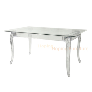 Clear Acrylic Dining Table Rectangular Glass Top Transparent Table for Wedding Event Outdoor Patio Square Banquet Table
