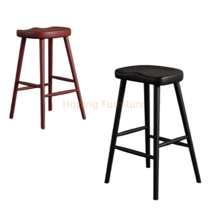 Solid Wood Counter Stool Ergonomic Saddle Seat Bar Stool for Kitchen Cafe Hotel Banquet Event Bar Furniture Bar Chair