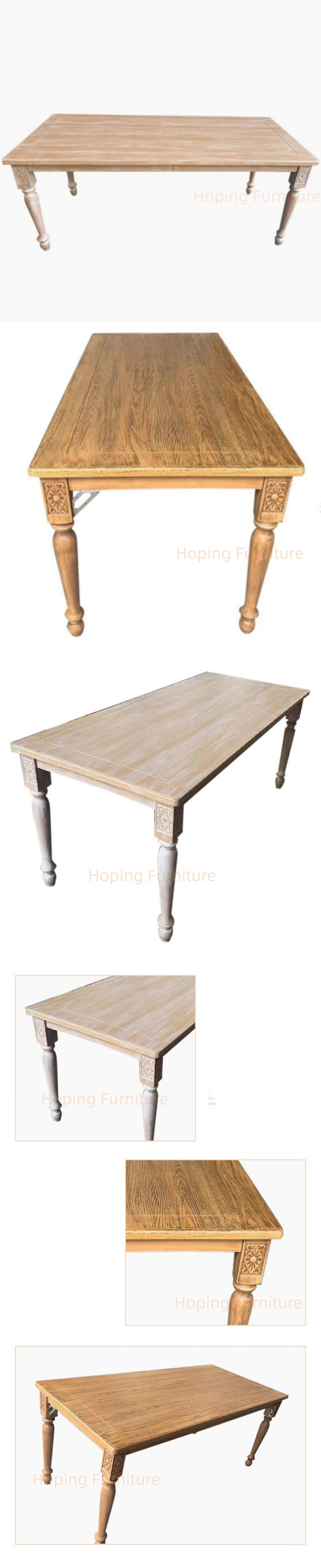 Plastic Rectangular Long Dining Table with Decorative Tapered Legs Vintage Farmhouse Banquet Table for Wedding Rental Restaurant Home Outdoor Table