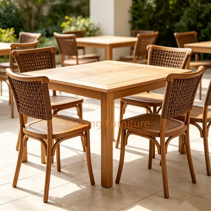 Imitation Rattan Plastic Dining Chair Vintage Wicker Back Cafe Side Chair Simple Style Chaise En Plastique Square Back Chair Restaurant Banquet Dining Chair