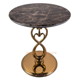 Home Living Room Round Coffee Side Table Marble Top Infinity Gold Base Stainless Steel Antique Display Table