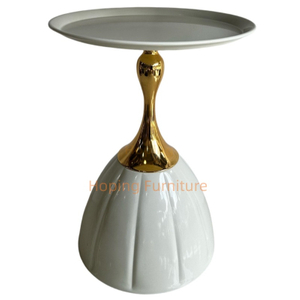 Wholesale Cheap White Fluted Base Tray Top Sofa Side Table Simple Table