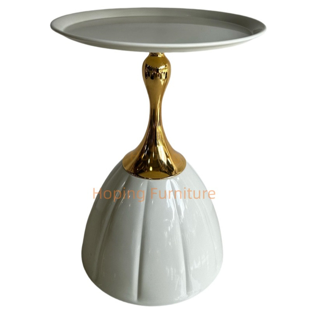Wholesale Cheap White Fluted Base Tray Top Sofa Side Table Simple Table