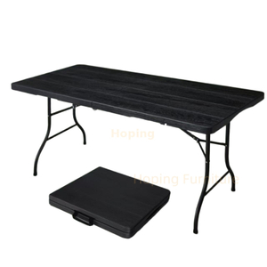 Wholesale Multi Purpose Black Wood Finish Foldable Table for Party Home Restaurant Furniture Space Saving Dining Table Cheaper Plastic Outdoor Restaurant Table