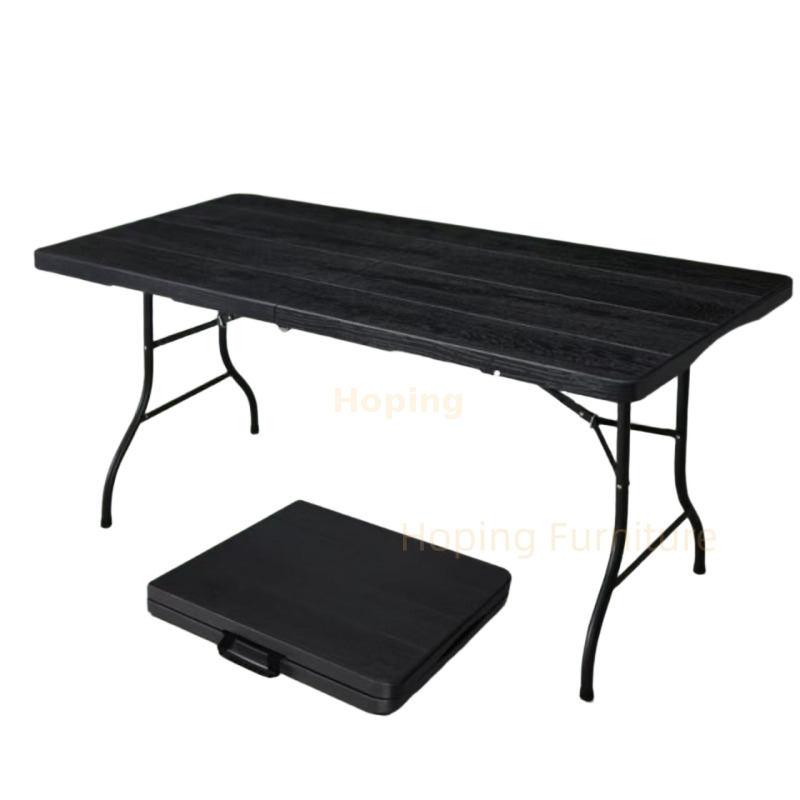 Wholesale Multi Purpose Black Wood Finish Foldable Table for Party Home Restaurant Furniture Space Saving Dining Table Cheaper Plastic Outdoor Restaurant Table