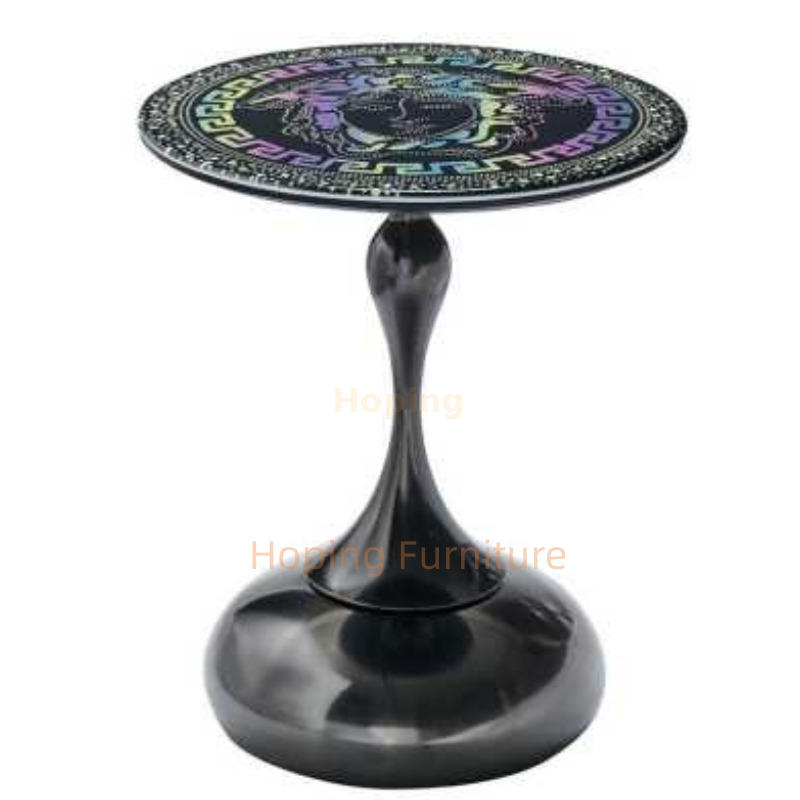 Tripod Curved Leg Black Stone Round Coffee Table Curved Golden Support Side Table Bedroom Nightstand Sofa End Table